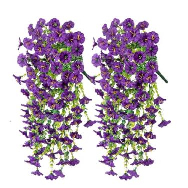 Imagem de Petúnias artificiais para atividades ao ar livre | Decoração de petúnias artificiais eternas, flores à prova de intempéries, plantas eternas para varanda, jardim, vaso, passarela, pátio, janela, caixa