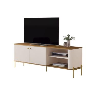 Imagem de Rack Para Tv 1.4 Tucupi Off White Com Nature Pe Dourado - Moveis Jb