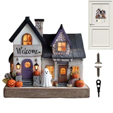 Imagem de Porta-chaves para parede – Cabide decorativo de parede para entrada, placa 2D pendurável em forma de casa com ganchos para chapéus, bolsas, cachecóis, Natal, Halloween, café, quarto, sala de estar