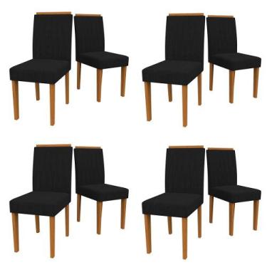 Imagem de Kit 08 Cadeiras de Jantar Analu Veludo Preto VL07 Pés Ypê - D'Rossi - 