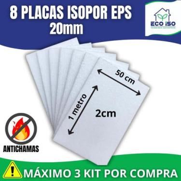 Imagem de 8 Placas de Isopor 20mm 100cm x 50cm x 2cm Forro MÁXIMO 3 KIT POR COMP