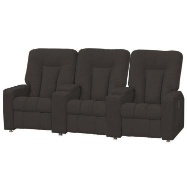 Imagem de Poltrona Tripla Reclinável Cinema Pena Marrom