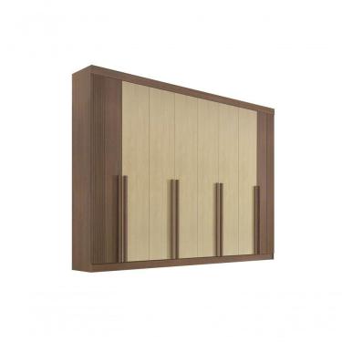 Imagem de Guarda Roupa Casal 8 Portas Ripado 8 Gavetas Com Pés Daymont - D' Doro Castanho/linho/ripado