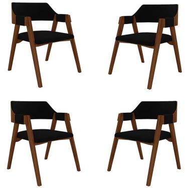 Imagem de Kit 4 Cadeiras Sala De Jantar E Jogos Carteados Madeira Maciça Poker Veludo Preto-imbuia G42 - Gran Belo