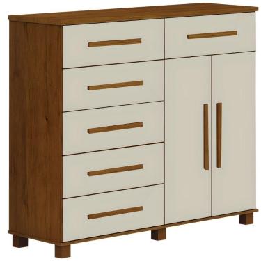 Imagem de Cômoda São Paulo Cinamomo Off White 2 Portas 6 Gavetas Leifer Móveis