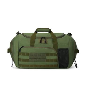 Imagem de Bolsa de ginástica para homens e mulheres, bolsa esportiva de viagem com compartimento para sapatos, bolsa de transporte impermeável de 35 L, sistema MOLLE para treino, fitness, viagens, Verde, Large