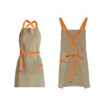 Imagem de Avental Bege Alça Cruzada Laranja Restaurante Cafeteria Bar