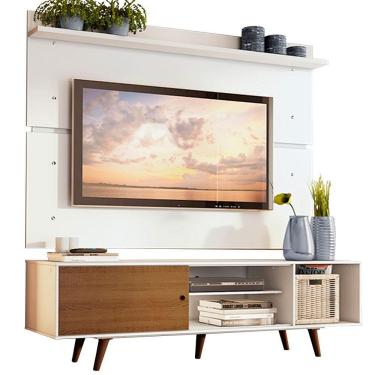 Imagem de Rack Dubai e Painel Tv até 65" com Pés Branco/rustic Madesa