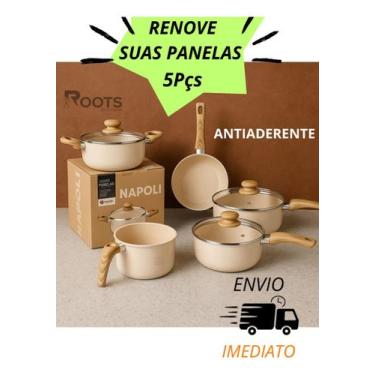 Imagem de Jogo De Panelas Cerâmica 5 Peças Antiaderente Premium - Napoli, Rose