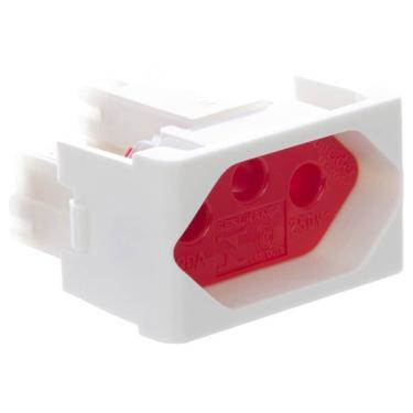 Imagem de Módulo Tomada 2 Pinos + Terra 20 Amperes 250 Volts Vermelho Fosco E Branco Lunare Prm4741 Schnei