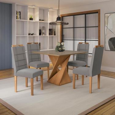 Imagem de Conjunto Sala De Jantar Luna Kappesberg 4 Cadeiras Veludo Titanio
