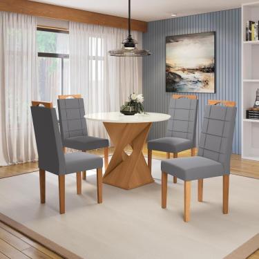Imagem de Conjunto Sala De Jantar Luna Kappesberg 4 Cadeiras Veludo Titanio