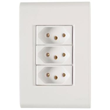 Imagem de Conjunto Liz Branco 4x2 com 3 Tomadas 2p+t de 20 Ampères E 250 Volts 57170079 Tramontina Cj.3 To
