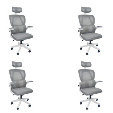 Imagem de Kit 4 Cadeiras de Escritório Presidente Executiva Oficial Legacy Cinza