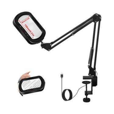 Imagem de Lupa LED Ajustável Com Luz E Clampe De Fixação, 5 Modos De Cor, Regulá