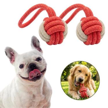 Imagem de Kit 2 Brinquedo Mordedor Para Pet Cães Bola Puxador Cabo De Guerra - B