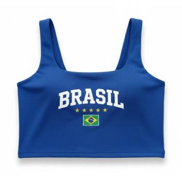 Imagem de Cropped Regata Brasil Torcida Hexa Verão 2026 - Generic, Azul