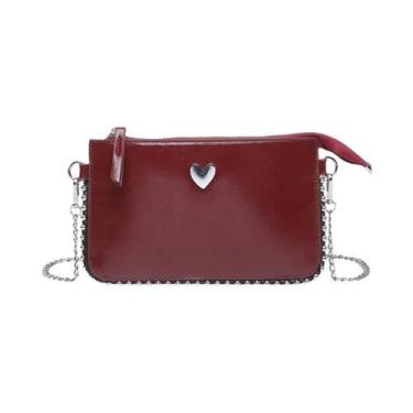 Imagem de Bolsa Transversal Feminina De Moda Em Cor Sólida Com Cadeado Para Celu