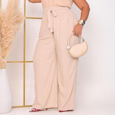 Imagem de Calça Feminina Pantalona Soltinha Plus SizeTendência Verão Confortável
