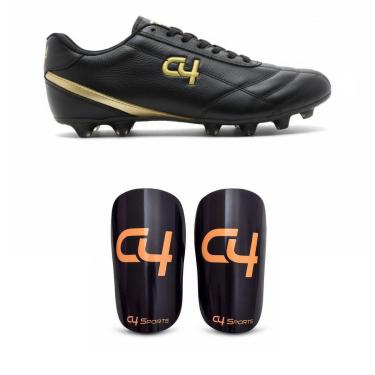 Imagem de Chuteira de Futebol Para Campo Natural C4 Sports Com Canleleira Profissional Resistênte e Confortáve-Masculino