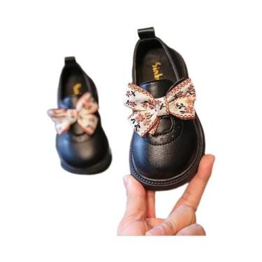 Imagem de Sapatos De Couro Para Meninas Estilo Mary Jane Com Bordado E Laço Casu