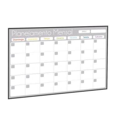Imagem de Lousa Quadro Planner Mensal 90x60 Branco Com Moldura MDF - Stalo