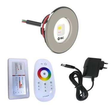 Imagem de Kit Piscina Refletor Led Slim 20w Controle Rgb Fonte 2a - Tholz