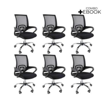 Imagem de Kit 6 Cadeiras De Escritório Oficial Begonia Mesh Giratória - Oficial 