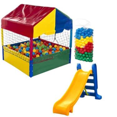 Imagem de Piscina de Bolinhas Infantil Quadrada 1,00m Escorregador Médio 500 Bol