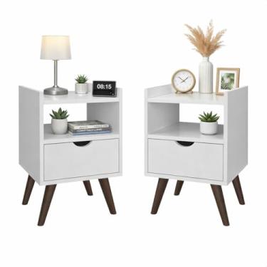 Imagem de Kit Mesa de Cabeceira Criado-Mudo Estilo Retrô para Quarto Alice (Branco)