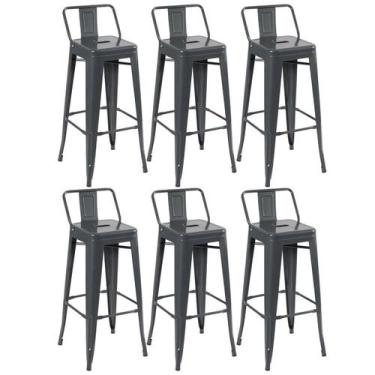 Imagem de Kit 6 Banquetas Laráz Iron Tolix Design Cinza escuro - Laraz