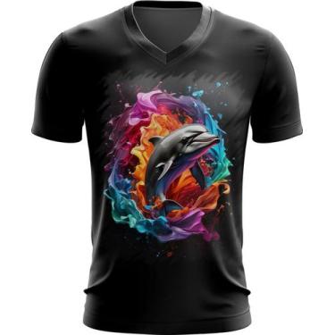 Imagem de Camiseta Gola V Golfinho Inteligência Arte Pintura 3 - Kasubeck Store,