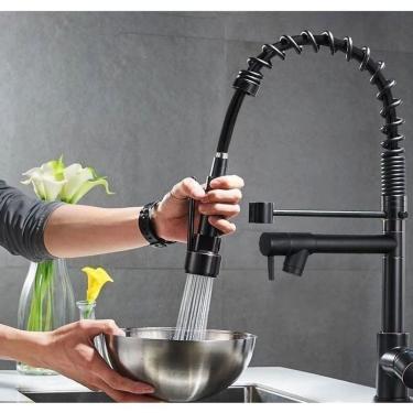Imagem de Torneira de Cozinha Gourmet Monocomando de Bancada em Aço Inoxidável Cromado com Bica E...