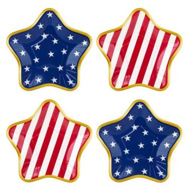Imagem de Pratos de papel descartáveis QZYL Patriotic Star 7 polegadas 100 unida