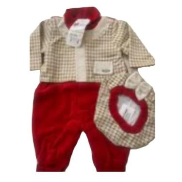 Imagem de Macacão Bebê Veludo com Boina Aconchego Lindeza Vermelho - Aconchego d