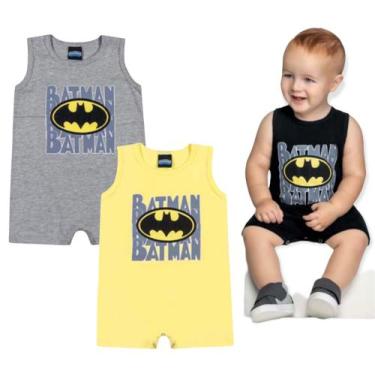 Imagem de Macacão de bebê verão batman licenciado - Romitex, Amarelo, G (9-12 ME