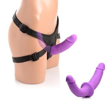 Imagem de Strap U Conjunto De Dildo Duplo Encantador Premium De Silicone Duplo Penetração Com Arnês Para Mulheres, Homens E Casais, Arnês De Cinta De Brinquedo Adulto De Ponto G De Silicone Próstata Anal Vagina