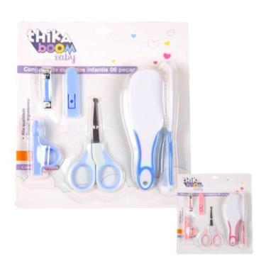 Imagem de Kit Higiene para Bebês 6 Peças para Cuidados Diários Azul e Rosa Thika Importadora
