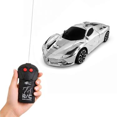 Imagem de Carrinho de Controle Remoto Infantil Mini Ferrari Escala 1:24 Cromada Prata Draik