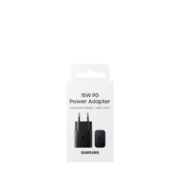 Imagem de Carregador de Parede Samsung EP-T1510X Rápido 15W Bivolt USB Tipo-C Preto com Cabo Tipo-C 1m