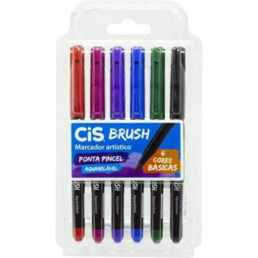 Imagem de Marcador Artistico CIS BRUSH 6CORES Estojo - Sertic