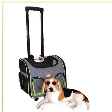 Imagem de Bolsa Transporte c/ Rodas Pet viagem Avião Cães Gatos Pawise, Neon Ver