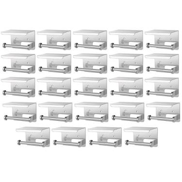 Imagem de Kit 24 Suportes de Papel Higiênico BSL3593 Aço Inox com Prateleira Banheiro Leva Pra Casa