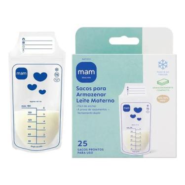 Imagem de Kit 25 Sacos Para Armazenar Leite Materno 180ml MAM BPA Free Bebê Pode