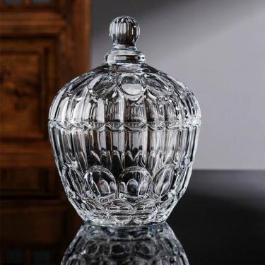 Imagem de Bomboniere Potiche de Vidro Decorativo Luxo com Tampa Cristalado - SOD
