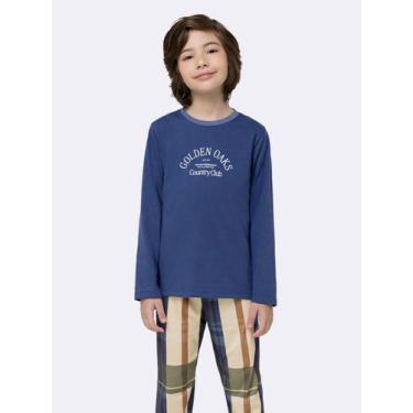 Imagem de Pijama Manga Longa Masculino Infantil Midnight Heritage - Veggi, Azul,