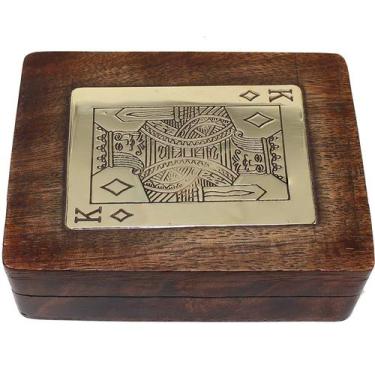 Imagem de Porta-cartas IBLAY 10x8x4 cm de Madeira com Trava Metálica