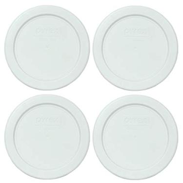 Imagem de Tampas de reposição Pyrex 7202-PC de plástico branco redondo para armazenamento de alimentos – Pacote com 4