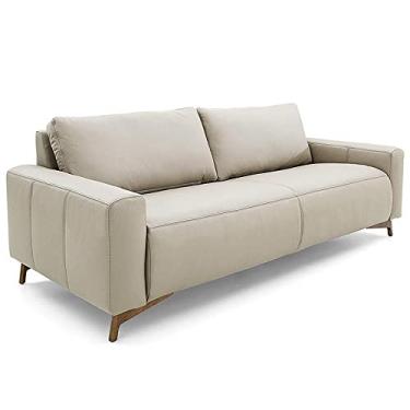 Imagem de Sofá Herval 3 Lugares Oslo, Couro Bege Acinzentado