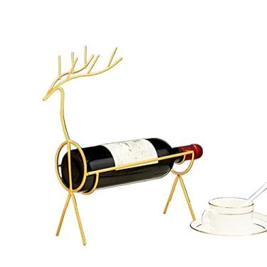Imagem de Suporte de garrafa de vinho moderno e minimalista para decoração de vinho e vinho leve decoração de casa criativa sala de estar suporte de vinho empilhável (cor: ouro cervo)